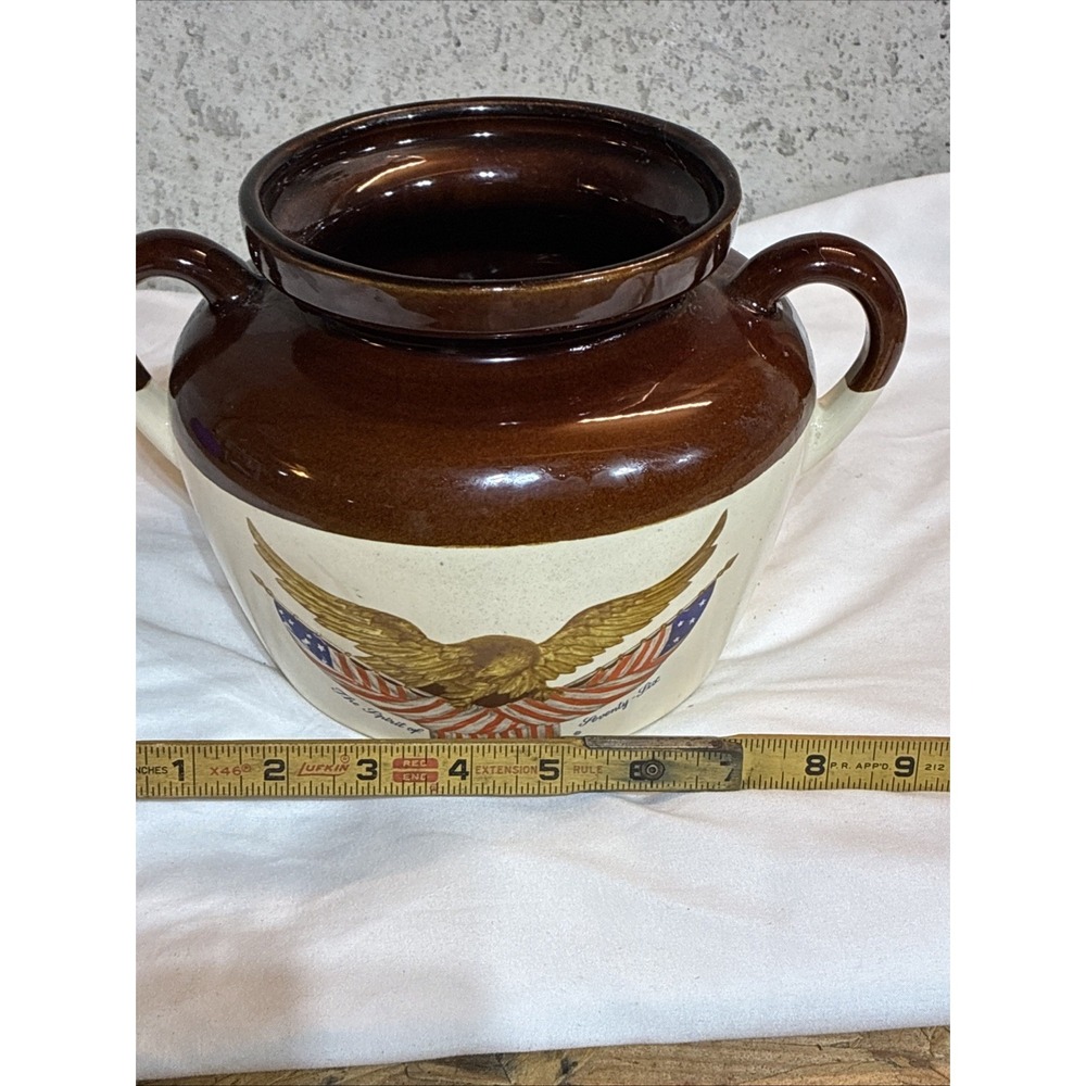 VTG McCoy Spirit of 76 Carved Wooden Eagle USA Cookie Jar Bean Pot No Lid - Picture 11 of 11